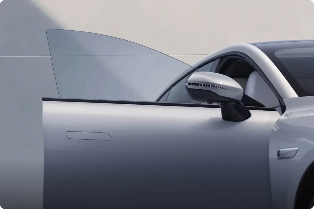 Sedan car with frameless doors